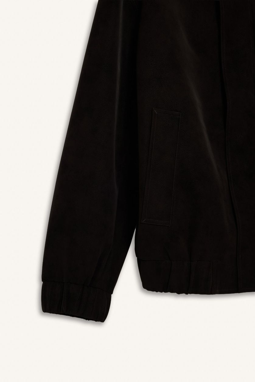 Мужчины Темно-коричневый Замшевая куртка Relax Fit на молнии с подкладкой