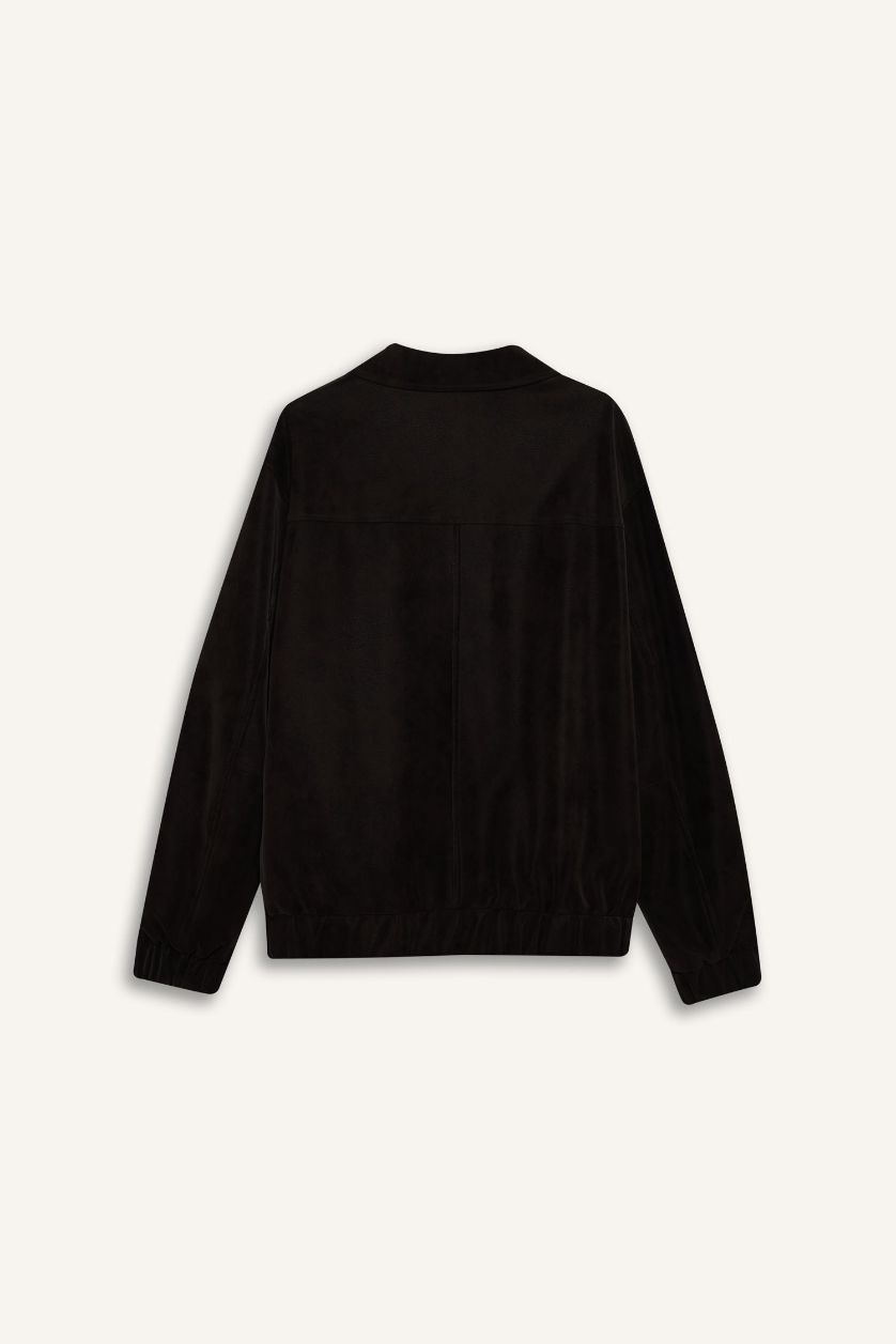 Мужчины Темно-коричневый Замшевая куртка Relax Fit на молнии с подкладкой