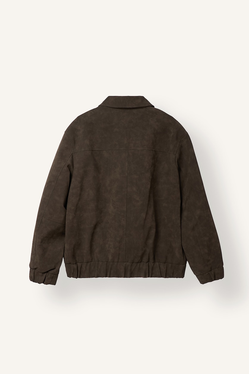 Men Brown Faux Leather Relax Fit Faux Leather Jacket