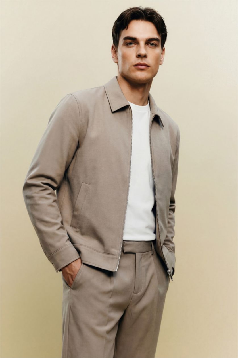 رجال خشبي جاكيت خفيف قصة عادية بياخة بولو مبطن