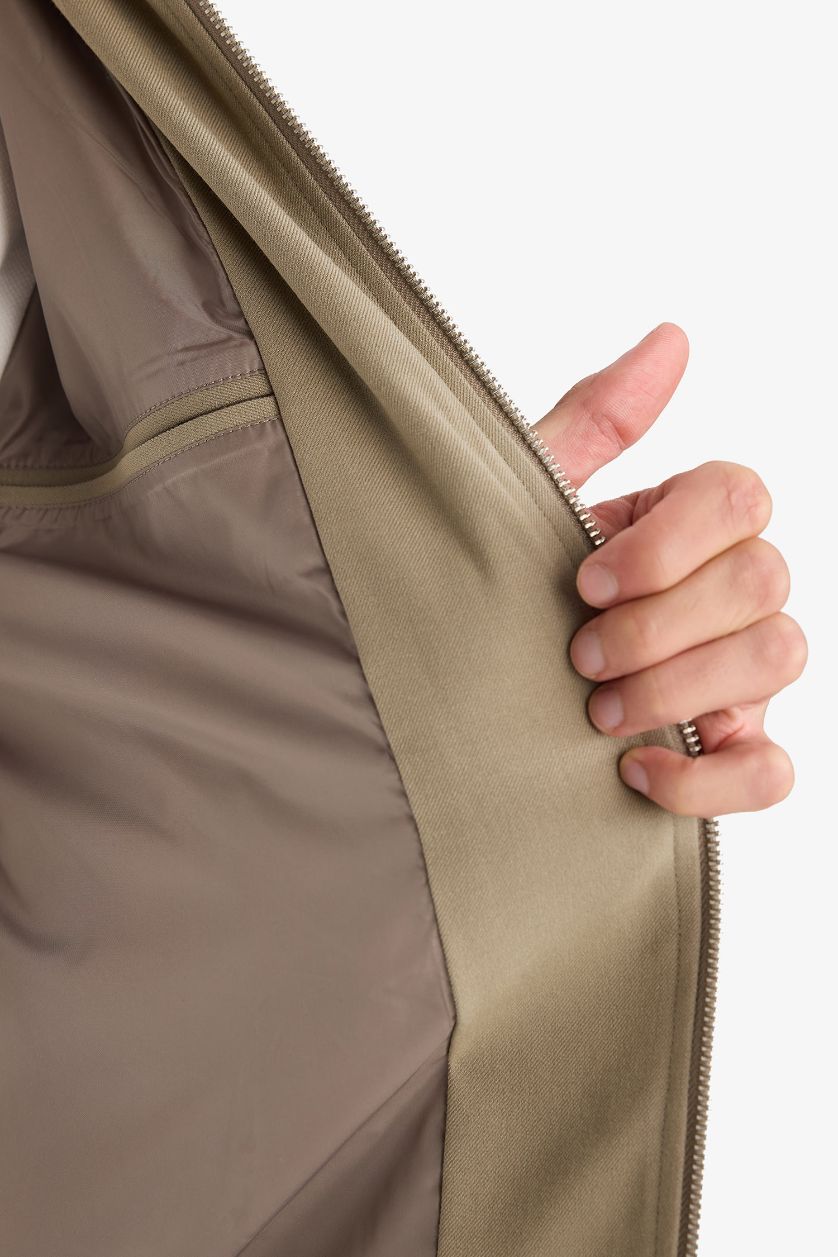 Мужчины Оливково-коричневый Куртка на молнии с подкладкой