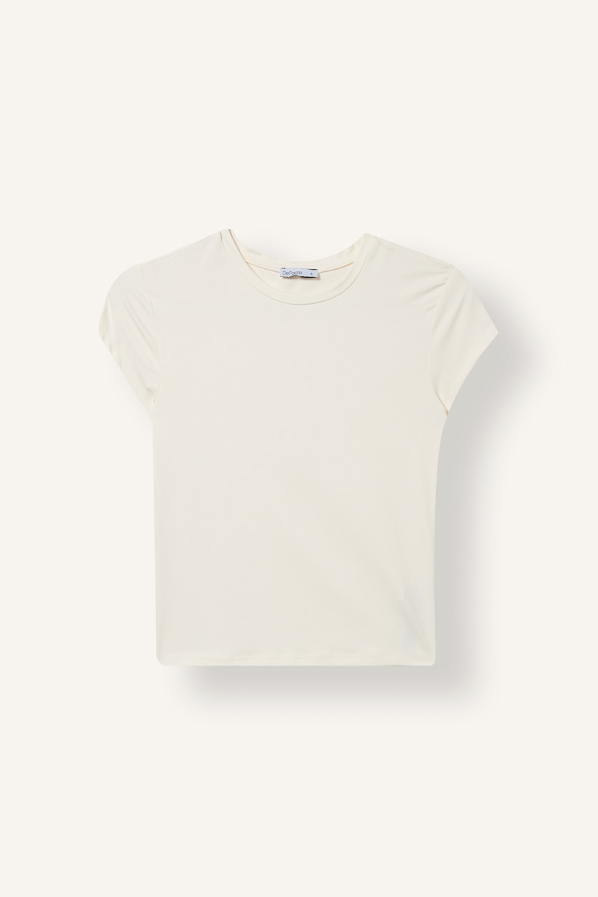 WOMAN White Slim Fit Basic Crew Neck Short Sleeve T-Shirt