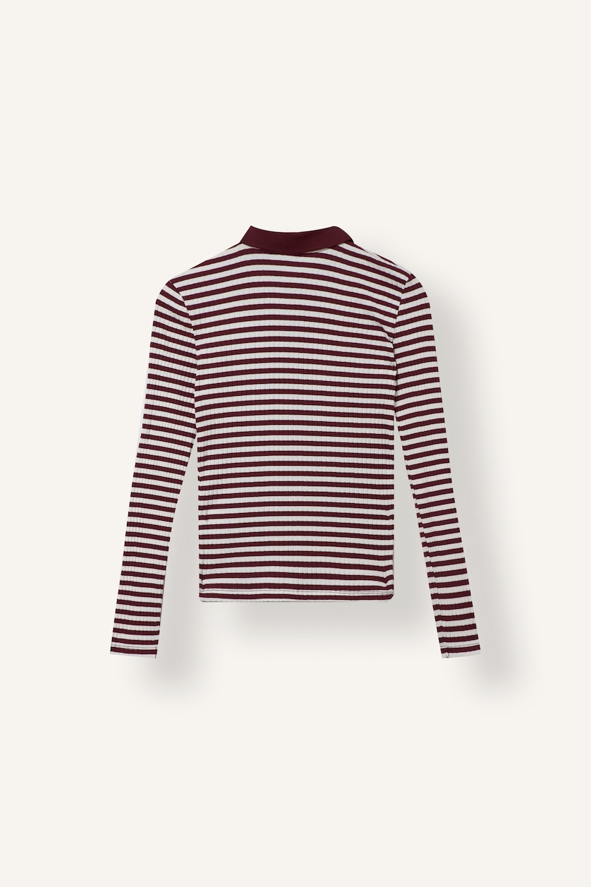 Women Bordeaux Slim Fit Camisole Long Sleeve T-Shirt