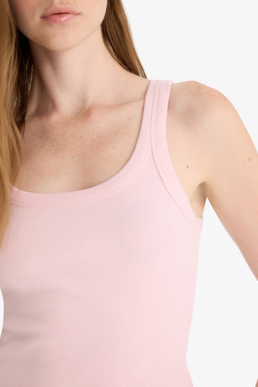 WOMAN Pink Slim Fit Camisole U Collar Tank Top