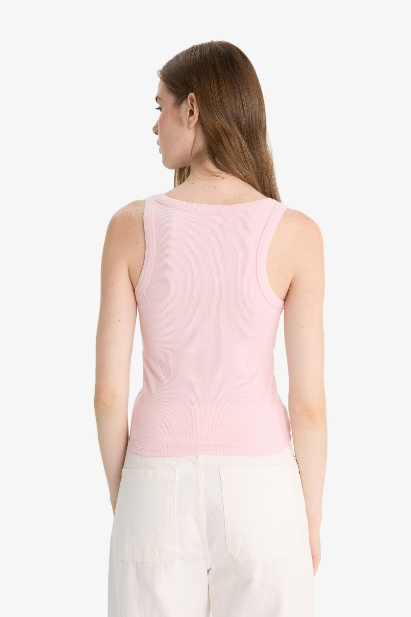 WOMAN Pink Slim Fit Camisole U Collar Tank Top