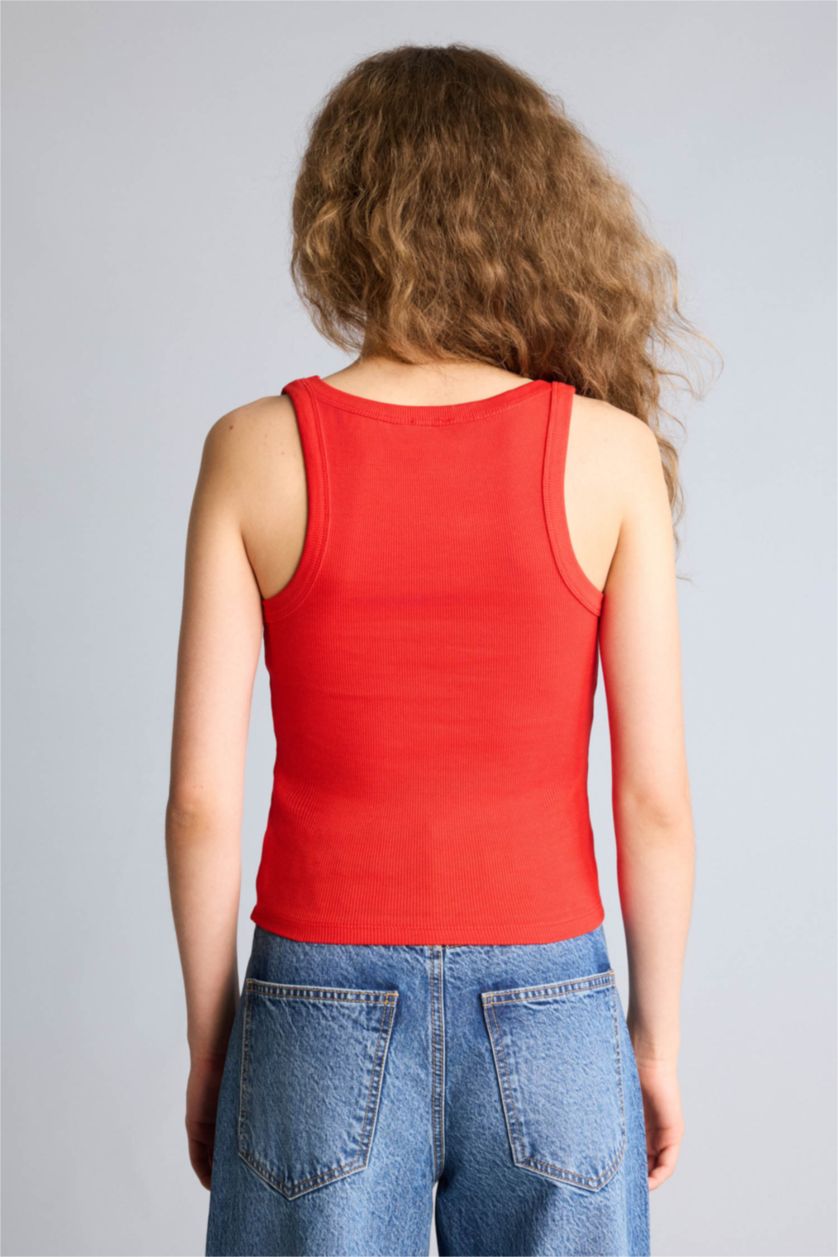 Kadın Kırmızı Fıtted Fitilli Kaşkorse Atlet