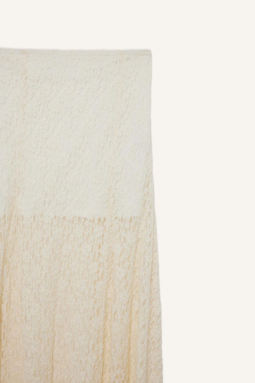 FEMME Blanc Jupe longue en dentelle taille haute Coupe A - Afra x DeFacto