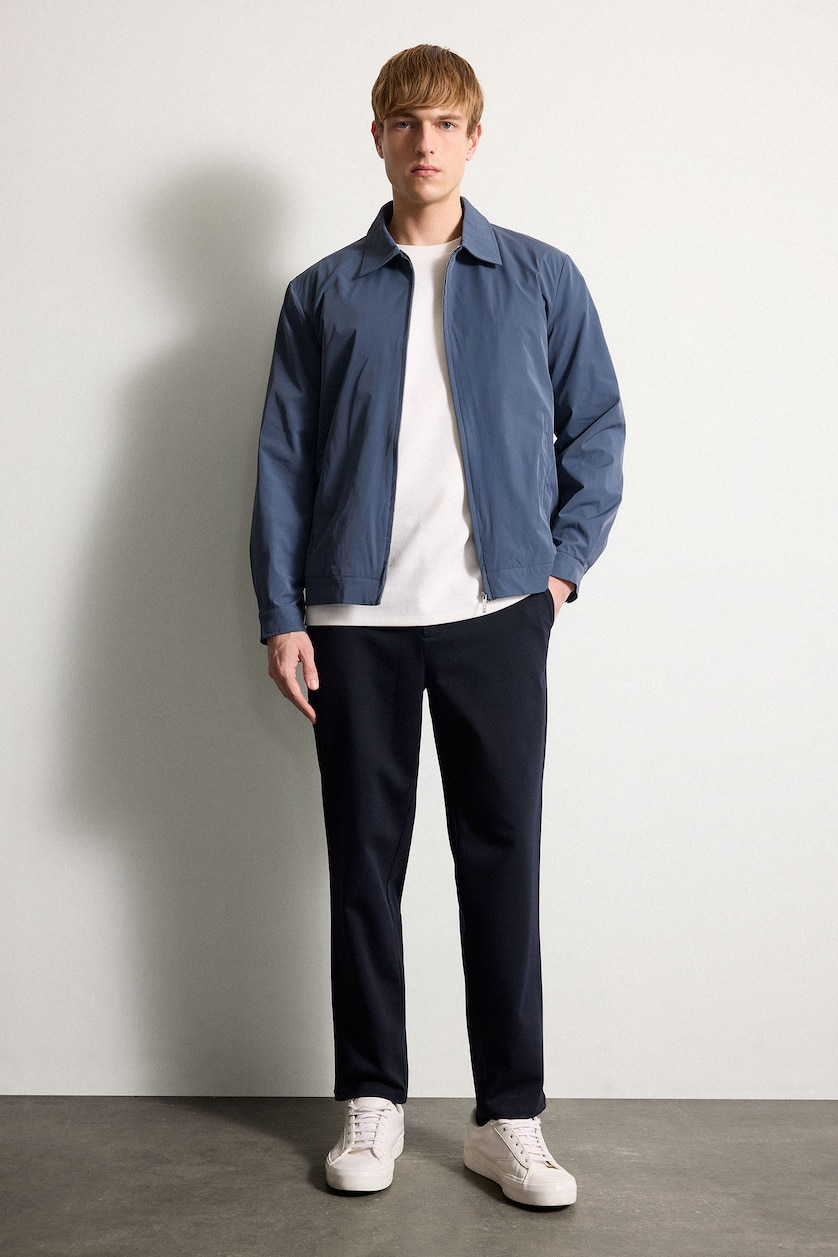 Men Indigo Zipper Puffer Jacket