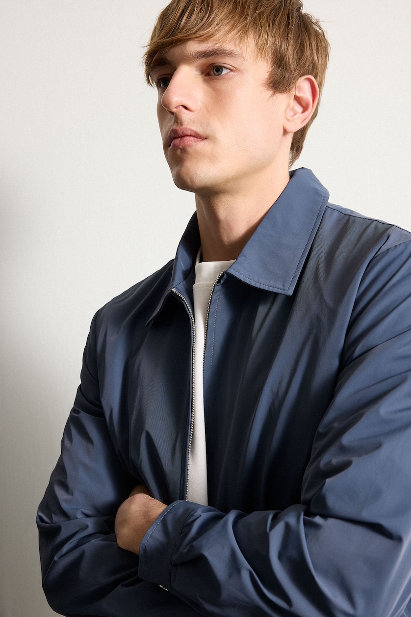 Men Indigo Zipper Puffer Jacket