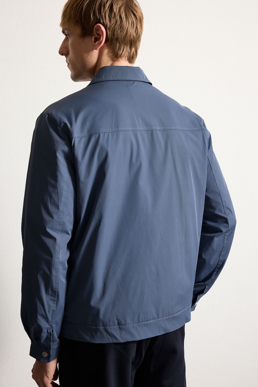 Men Indigo Zipper Puffer Jacket