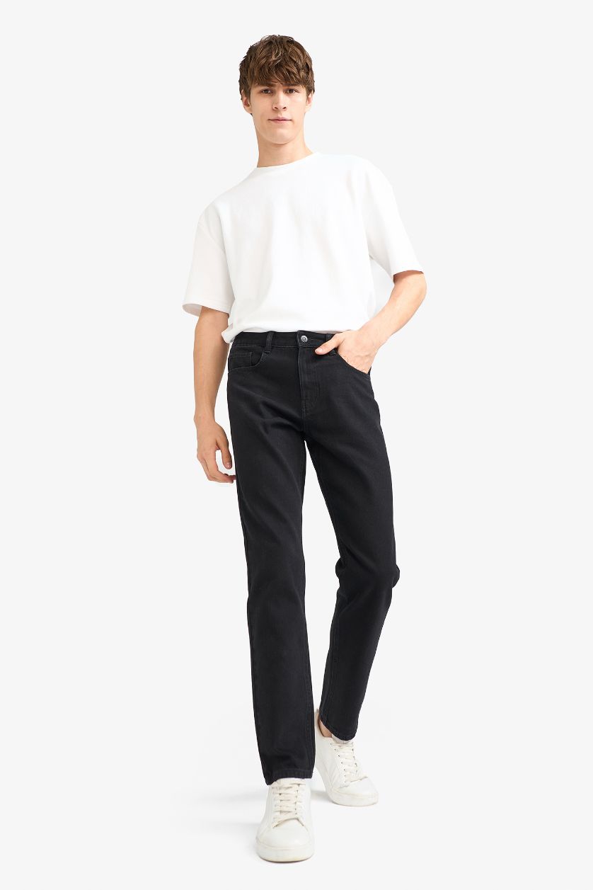 Ерлер қара Regular Tapered Fit түзу балақты джинс шалбар