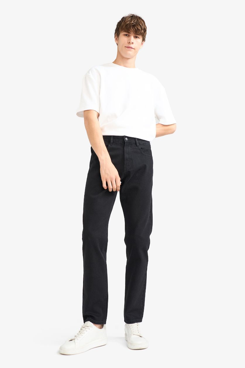 Ерлер қара Regular Tapered Fit түзу балақты джинс шалбар