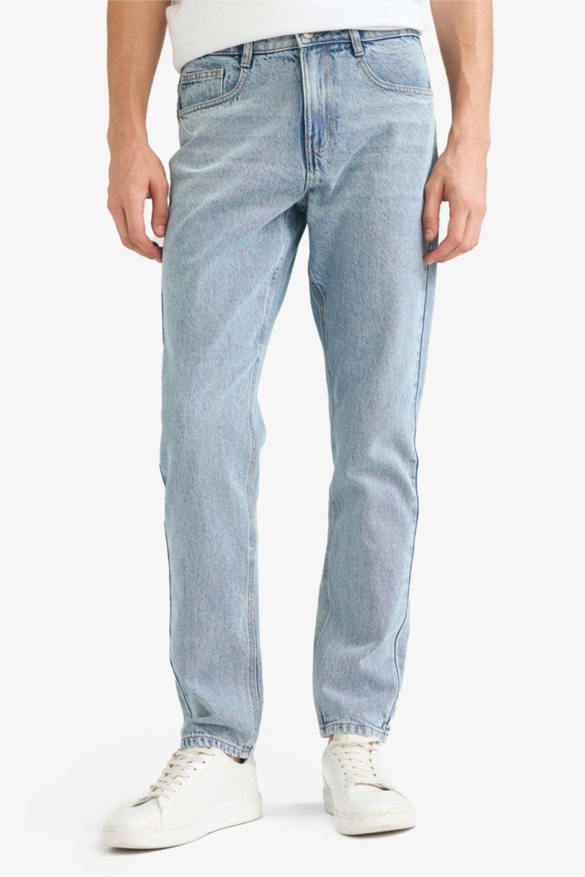 HOMME BLEU Clair Jean à jambes droites Coupe fuselée