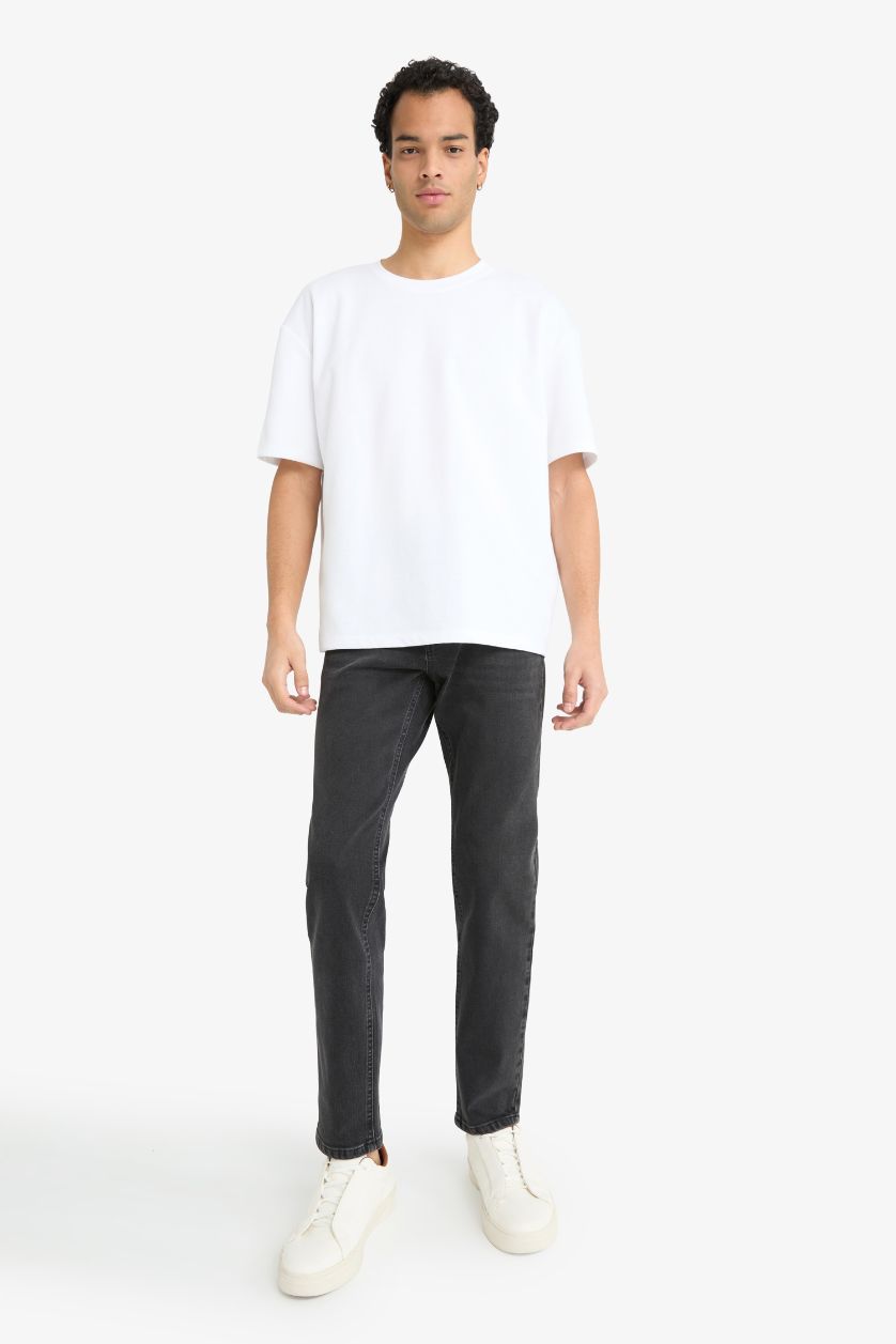 رجالي أسود بنطلون جينز سليم فيت برجل عادية