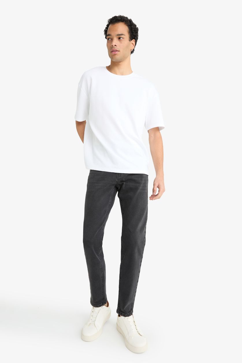 رجالي أسود بنطلون جينز سليم فيت برجل عادية