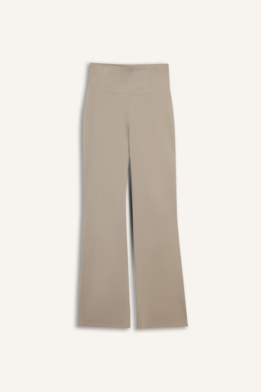 Woman Stone Fall in Love Soft Textured Flare Leg Trousers