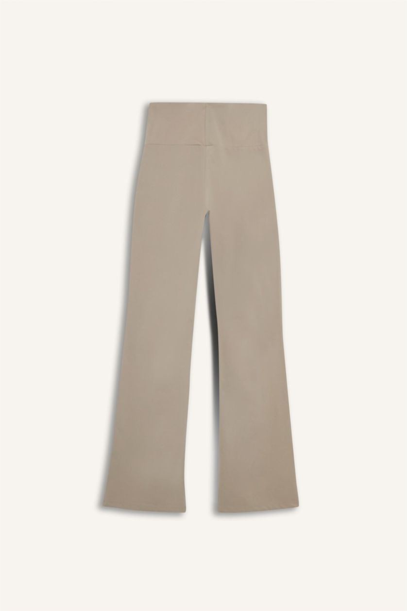 Woman Stone Fall in Love Soft Textured Flare Leg Trousers