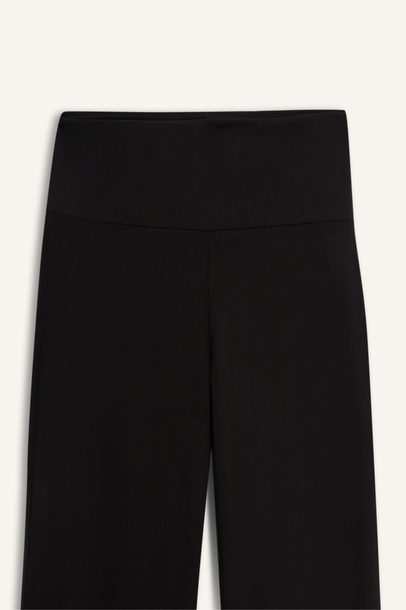 Woman Black Fall in Love Soft Textured Flare Leg Trousers