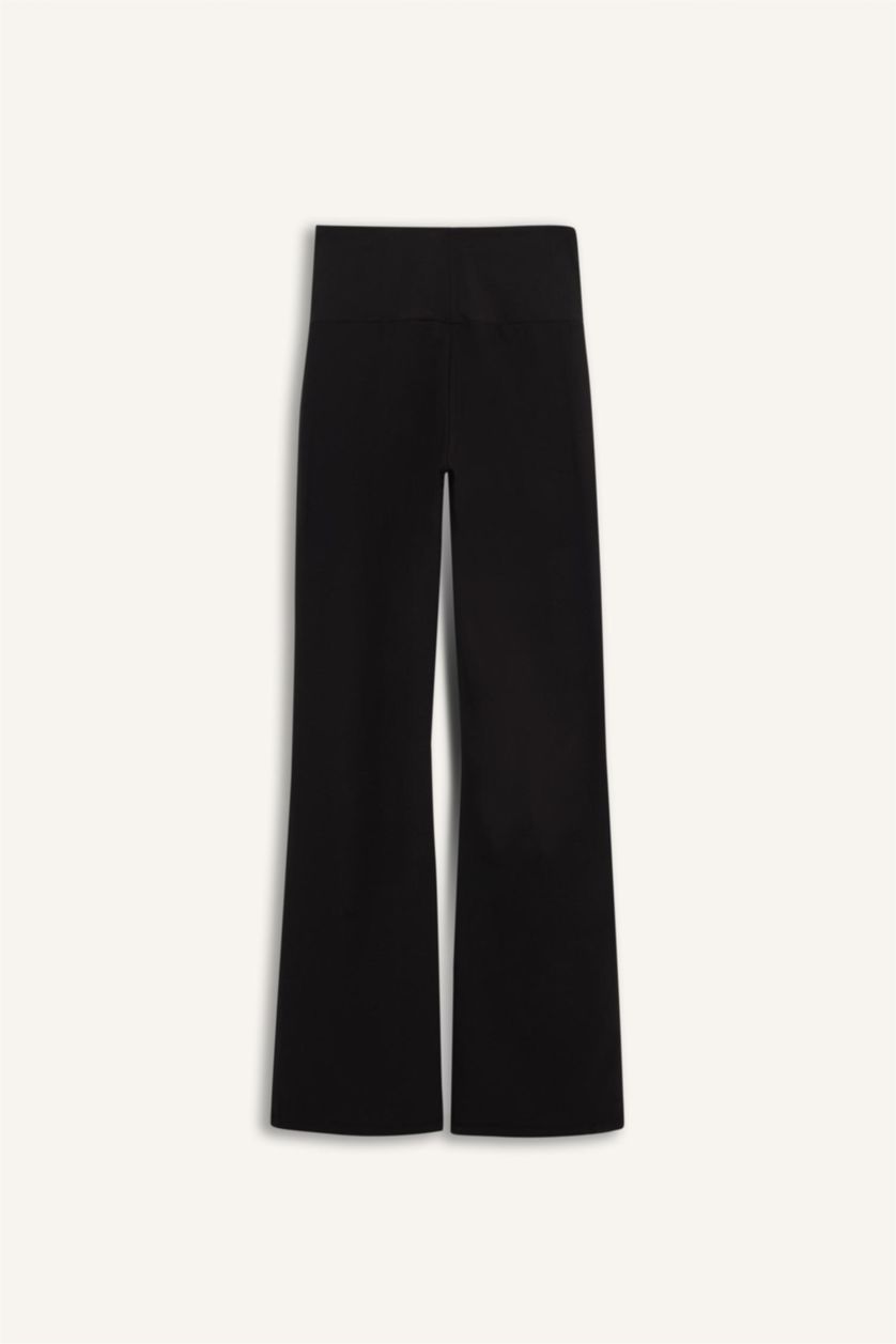 Woman Black Fall in Love Soft Textured Flare Leg Trousers
