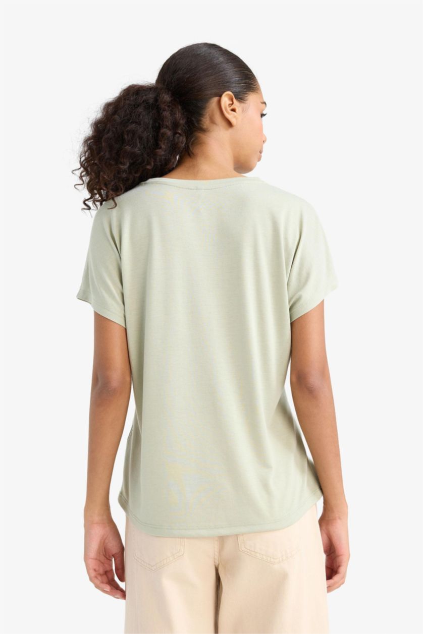 WOMAN Mint Crew Neck Floral Short Sleeve T-Shirt