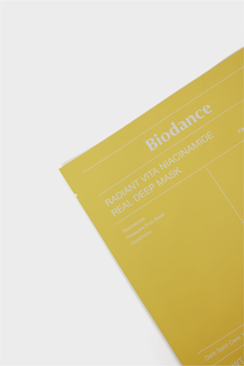 Kadın Açık Sarı Biodance Radiant Vita Niacinamide Real Deep Maske 34gr – Koyu Leke Karşıtı & Cilt Parlatıcı Yüz Maskesi