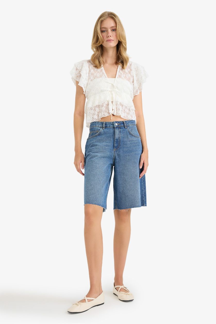 Әйелдерге экру ұзын бұлшықет пішімі v жаға Қысқа жеңді Блуза