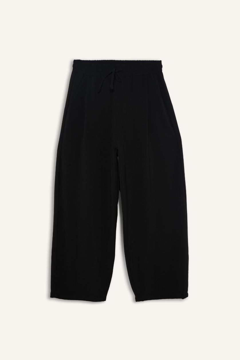 MAN Black Barrel Fit Wide Straight Leg Trousers