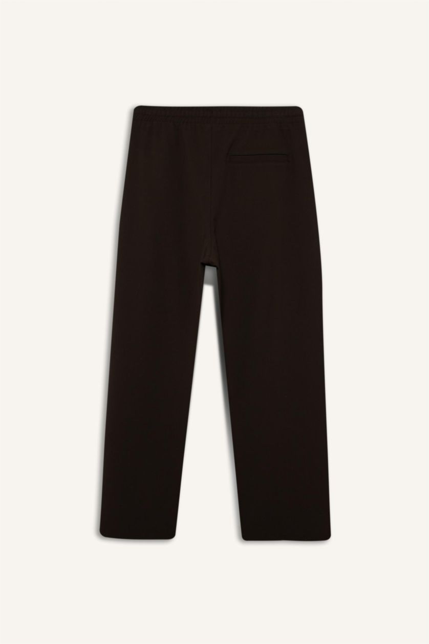 Erkek Koyu Kahve Barrel Fit Geniş Düz Paça Cepli Pantolon