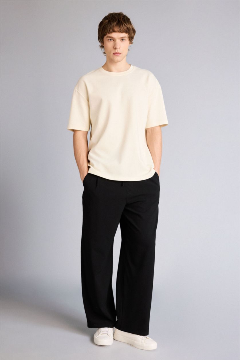 Erkek Siyah Barrel Fıt Pantolon