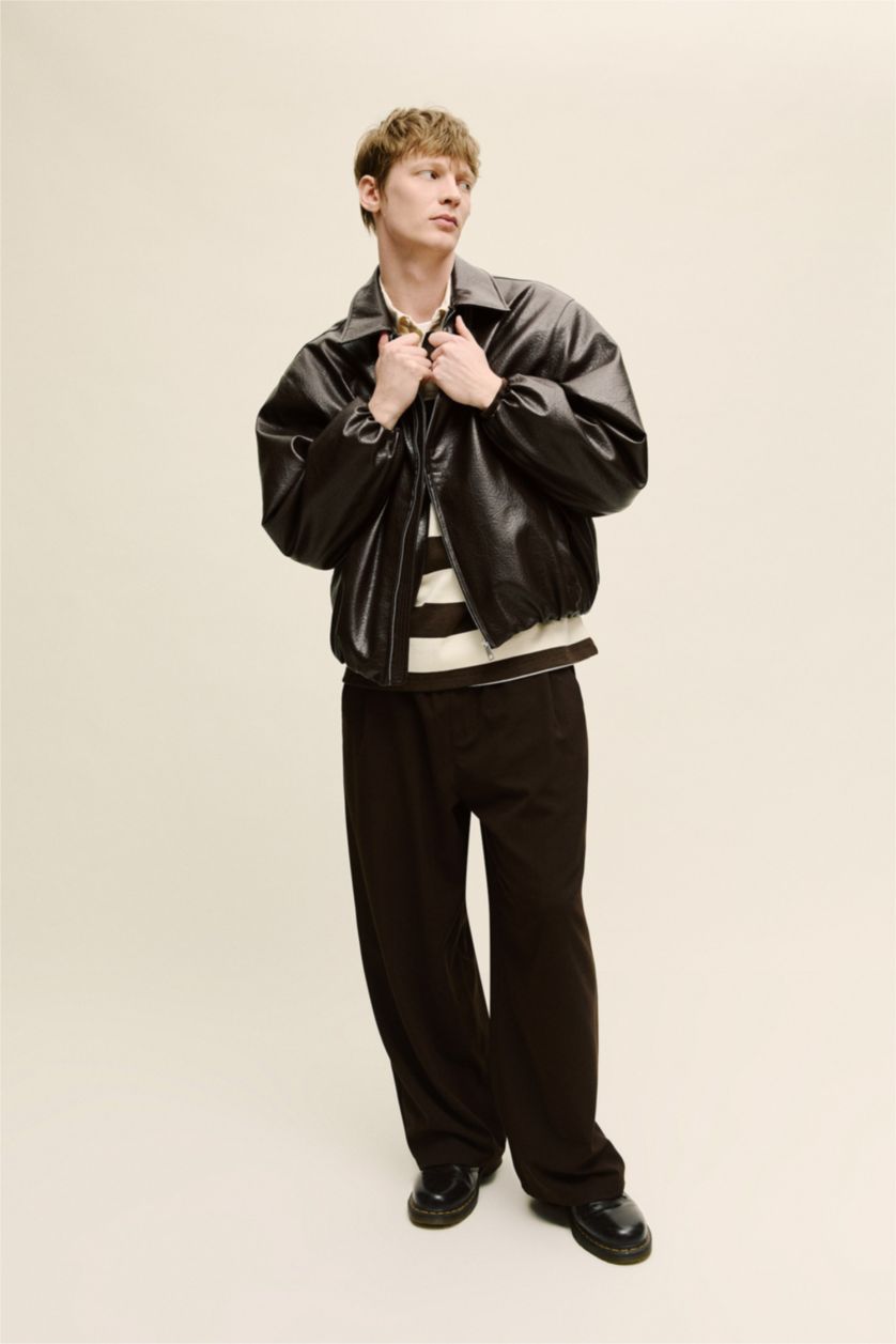 Erkek Kahve Barrel Fıt Pantolon