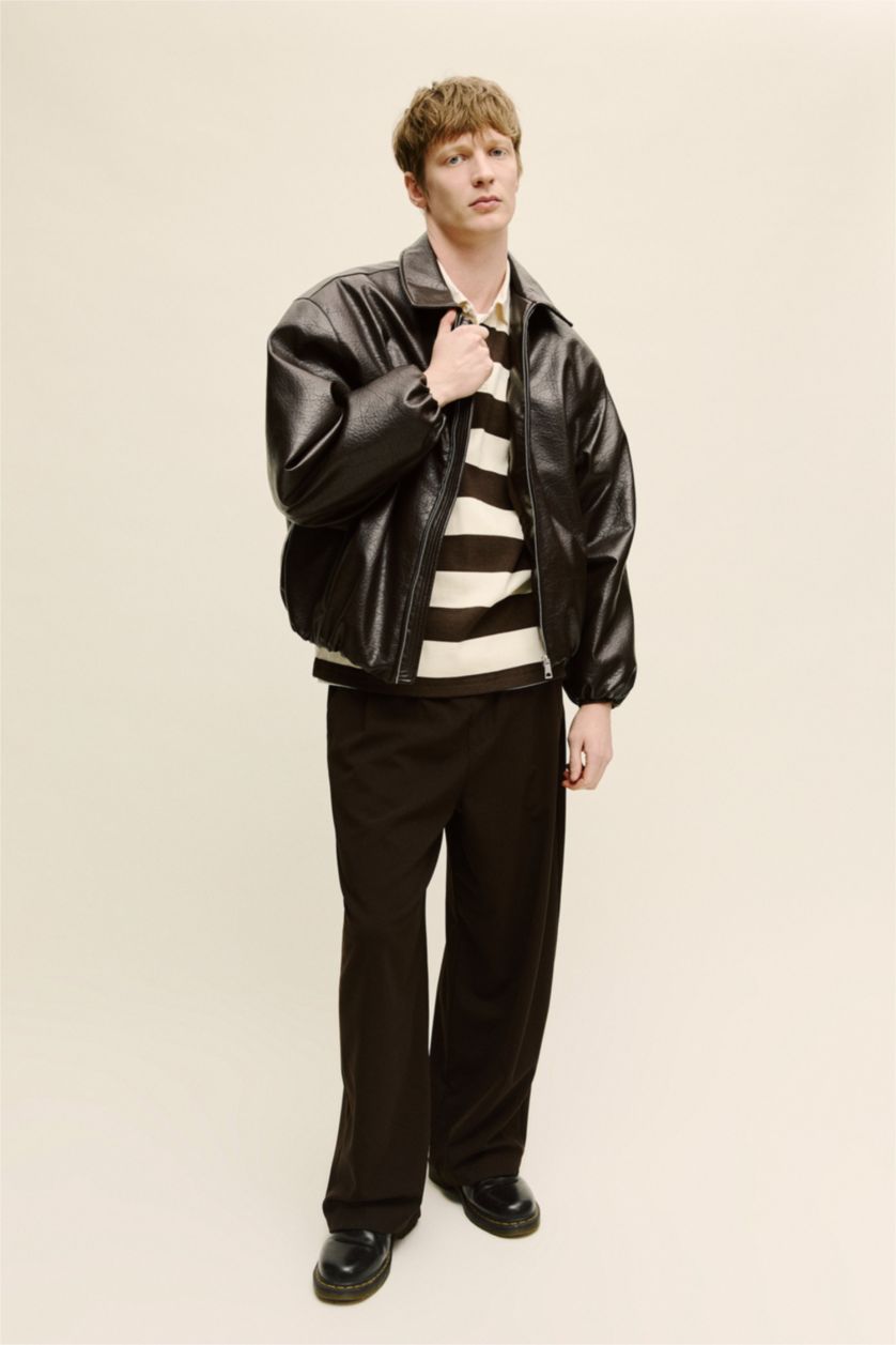 Erkek Kahve Barrel Fıt Pantolon