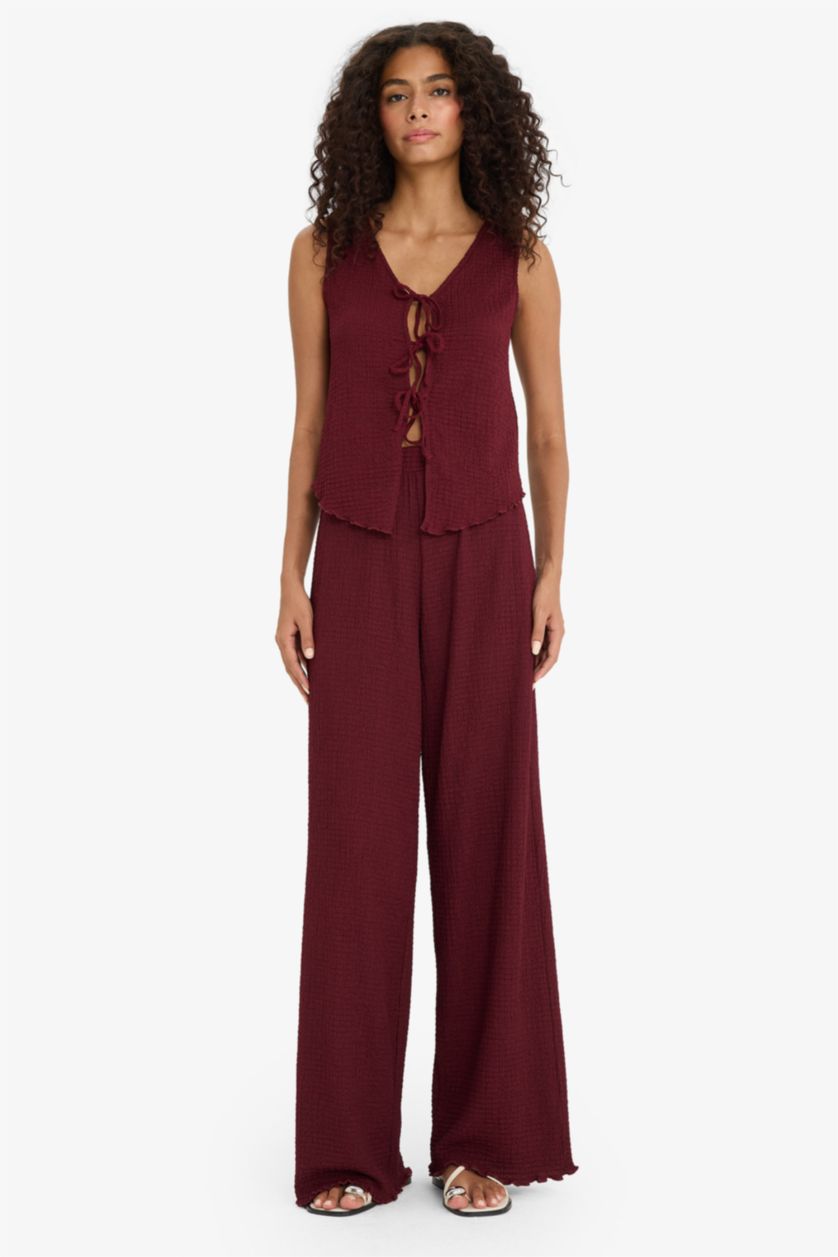 WOMAN Bordeaux Slim Fit V-Neck Tank Top