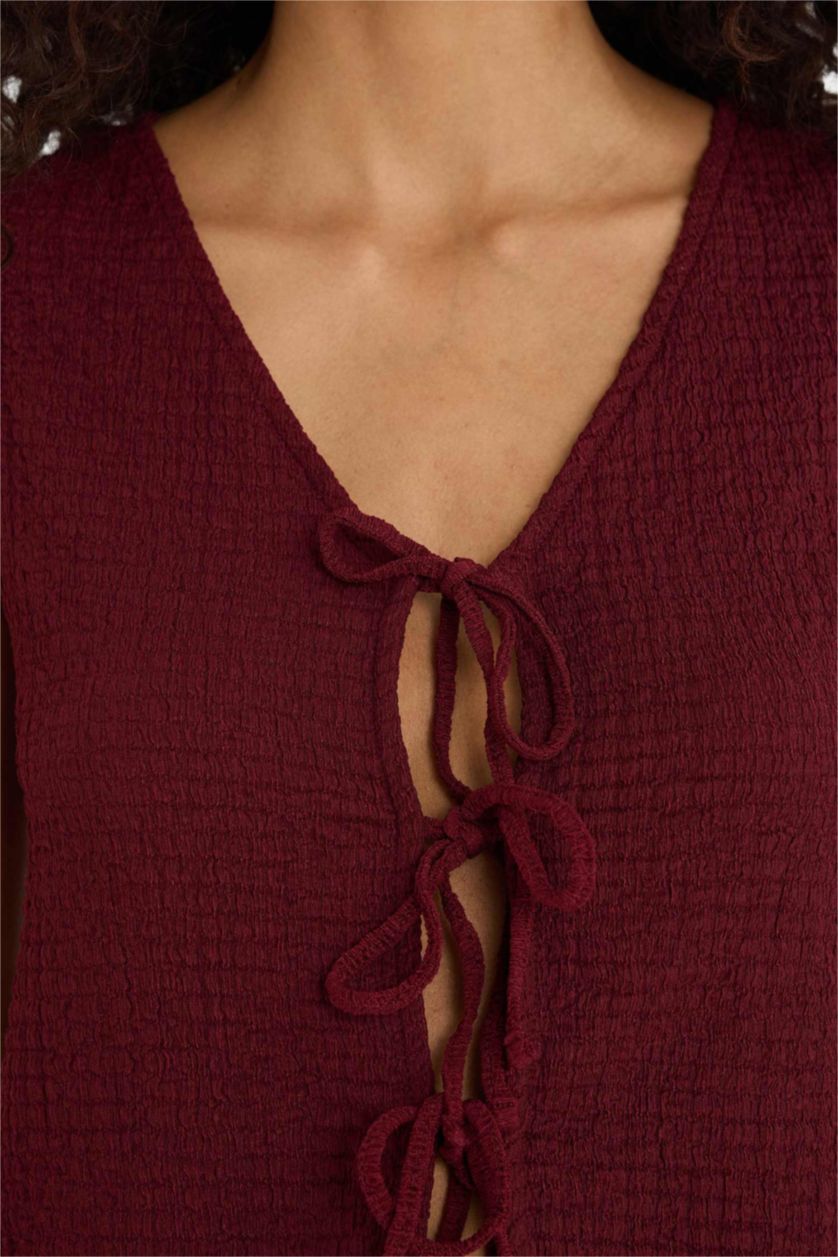 WOMAN Bordeaux Slim Fit V-Neck Tank Top