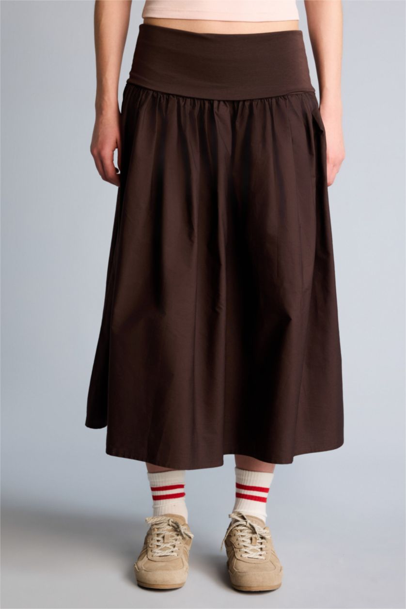 Әйелдерге Қоңыр Coool a сызығы орташа ұзындық Тоқылған юбка