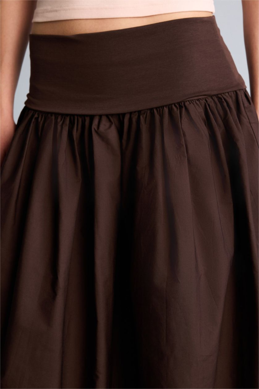 Әйелдерге Қоңыр Coool a сызығы орташа ұзындық Тоқылған юбка