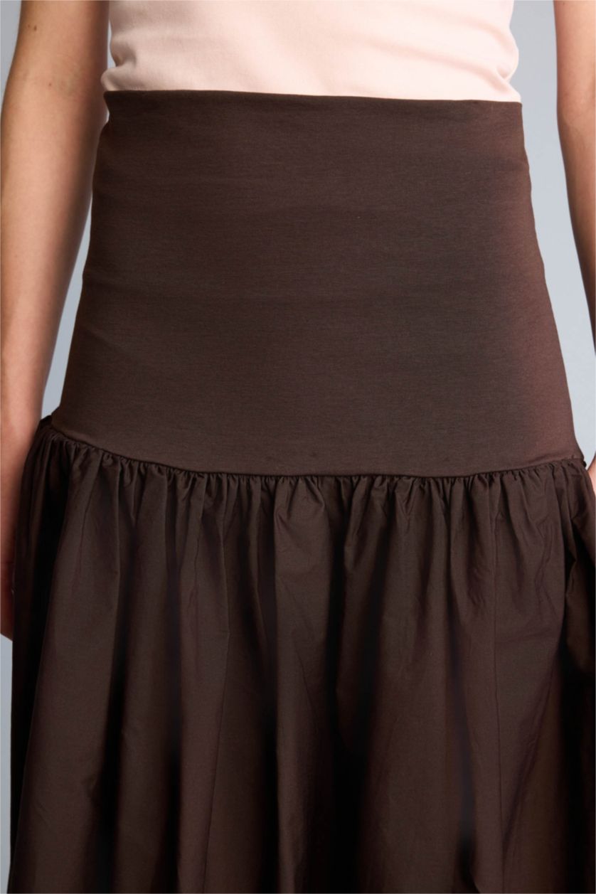 Әйелдерге Қоңыр Coool a сызығы орташа ұзындық Тоқылған юбка