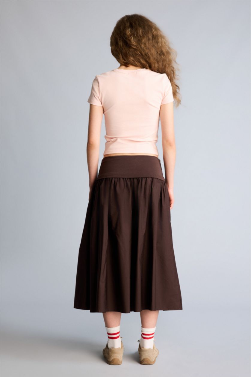 Әйелдерге Қоңыр Coool a сызығы орташа ұзындық Тоқылған юбка