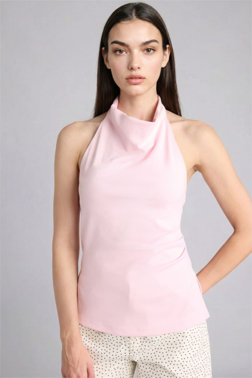 Kadın Açık Pembe Slim Fit Bluz