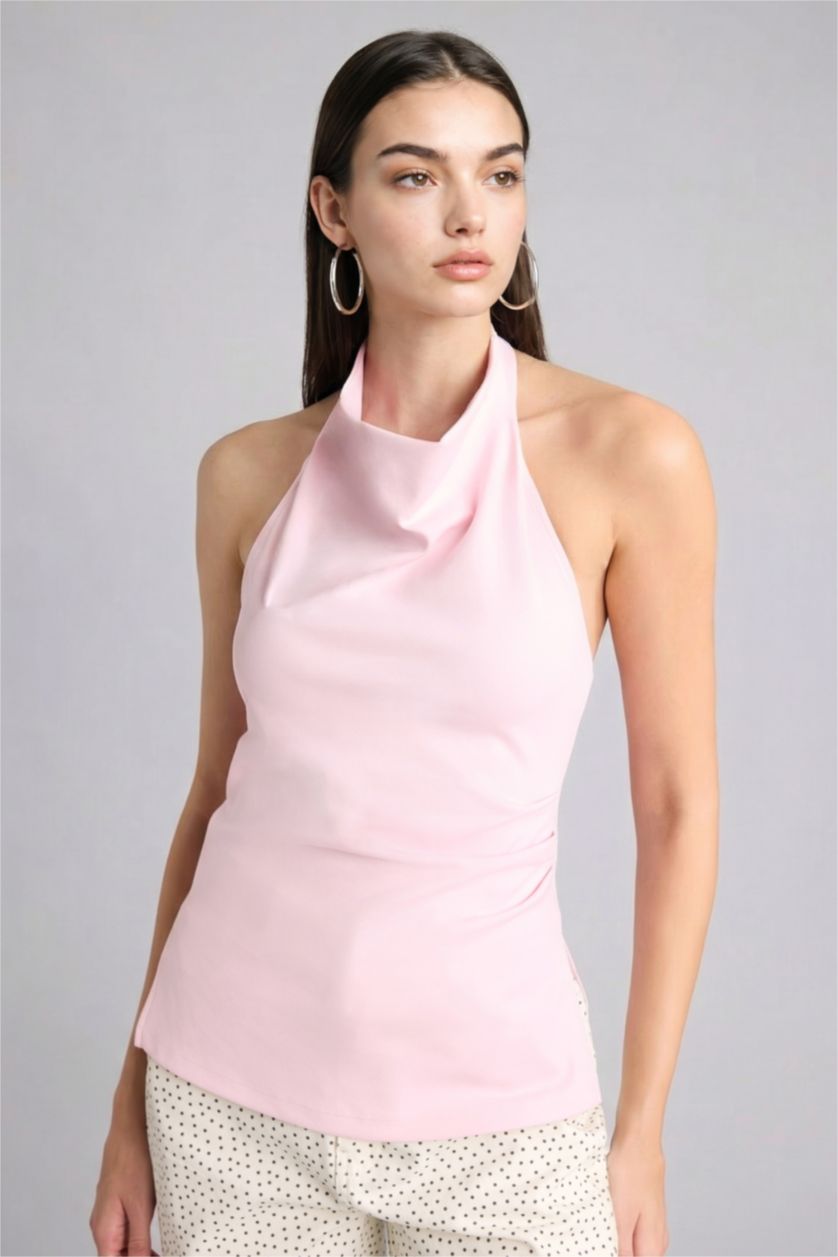 Kadın Açık Pembe Slim Fit Bluz