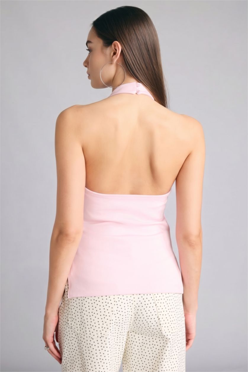 Kadın Açık Pembe Slim Fit Bluz