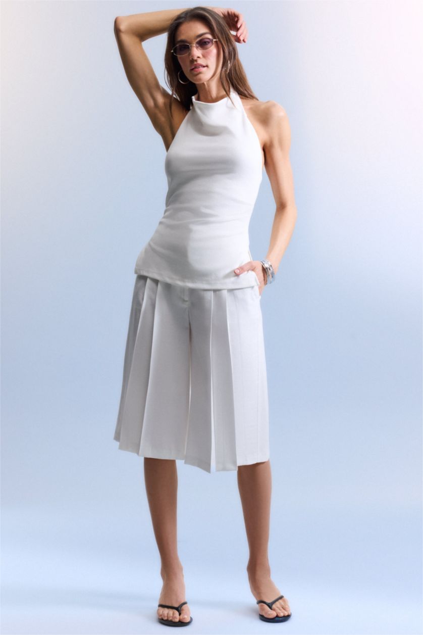 FEMME Blanc Blouse à col halter Coupe slim