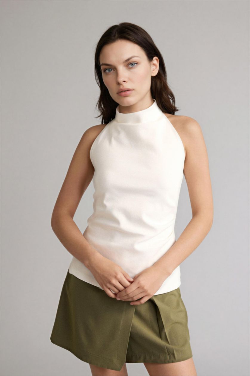 Kadın Kırık Beyaz Slım Fıt Atlet