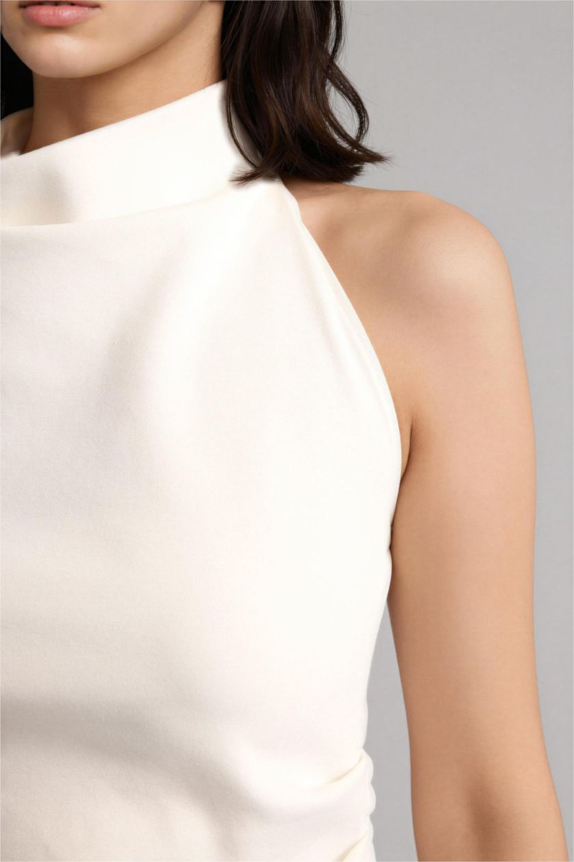 FEMME Blanc Blouse à col halter Coupe slim