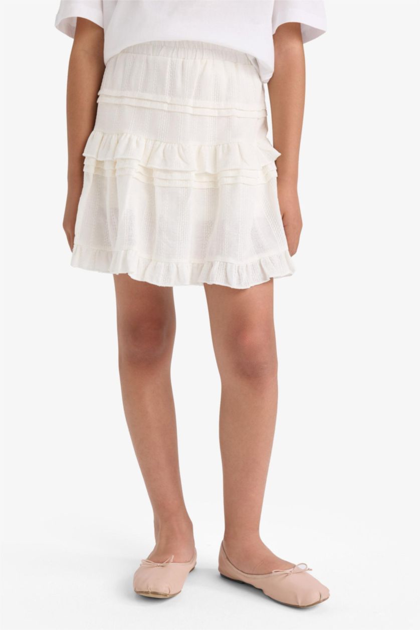 Kız Çocuk - Genç Kız Ekru Poplin Etek Kız Çocuk