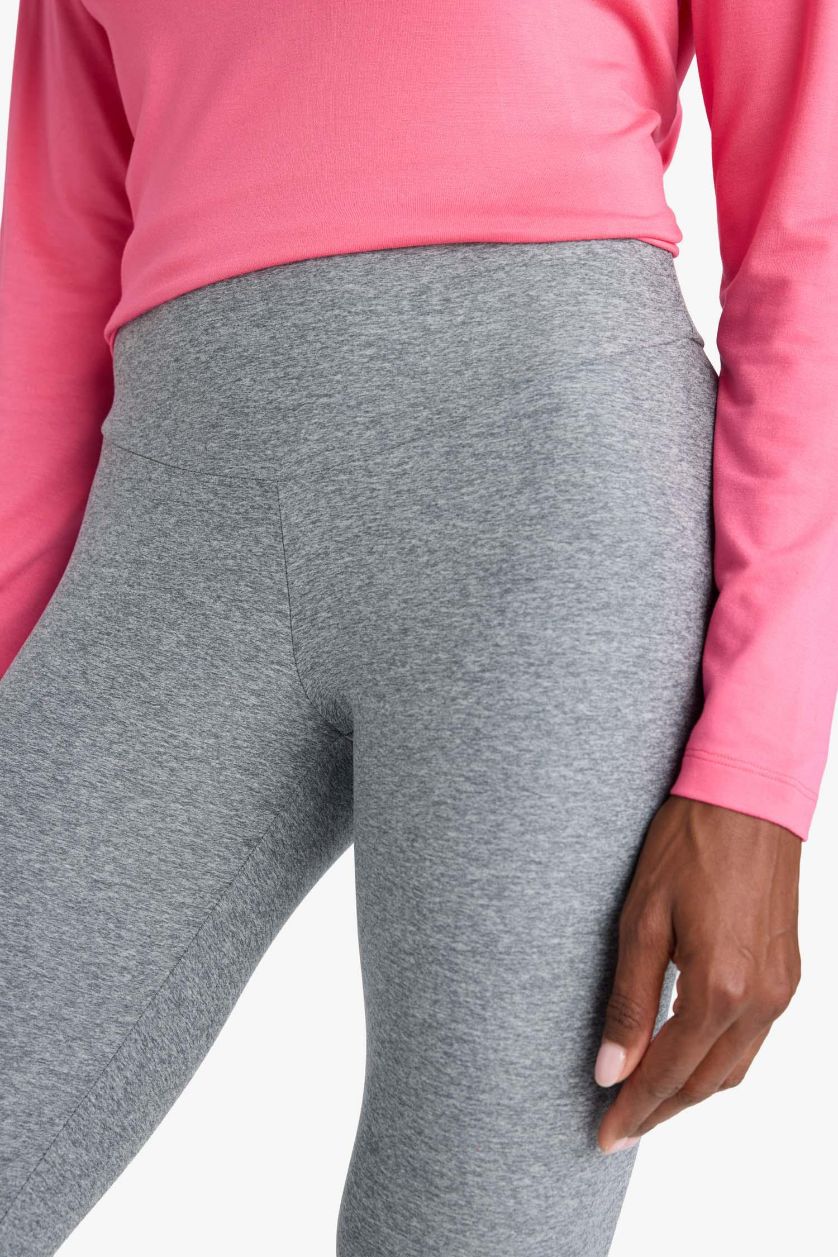 Kadın Gri Beli Saran Sporcu Tayt