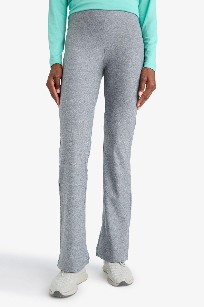 Kadın Gri Flare Fıt İspanyol Paça Standart Boy Sporcu Pantolon