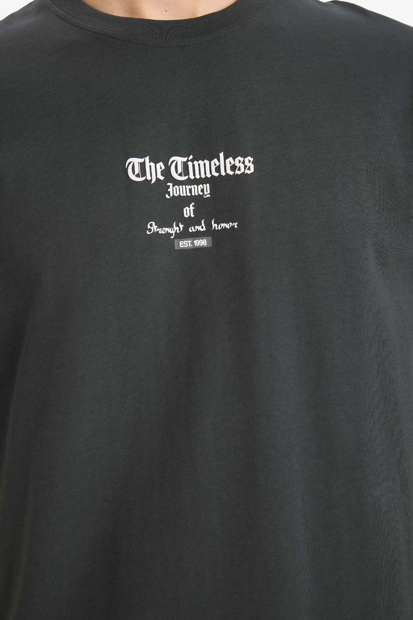 رجالي أنثرا تيشيرت قطن 100% بطبعة أوفر سايز