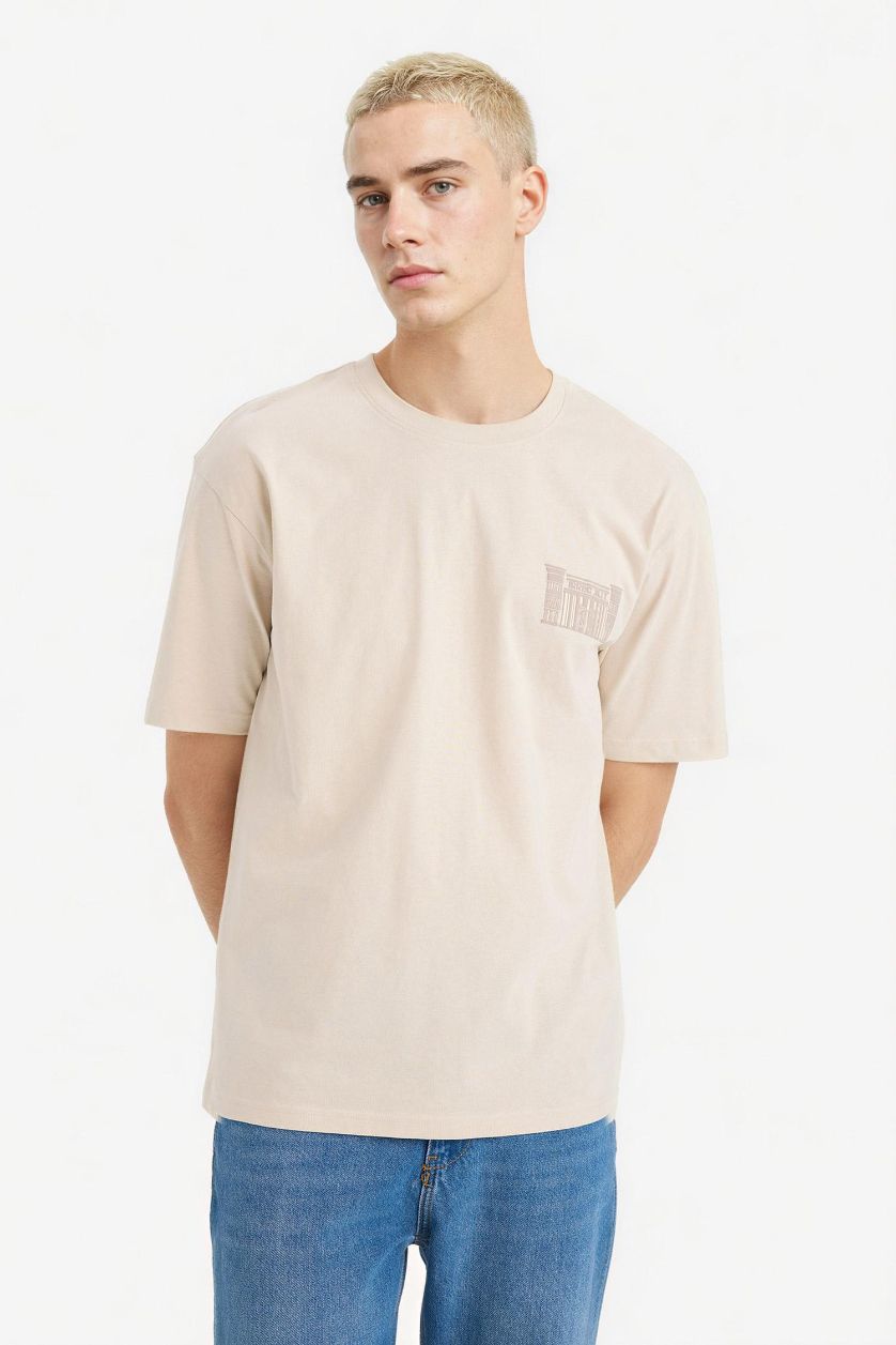 رجالي بيج تيشيرت نص كم اوفر سايز برقبة مستديرة