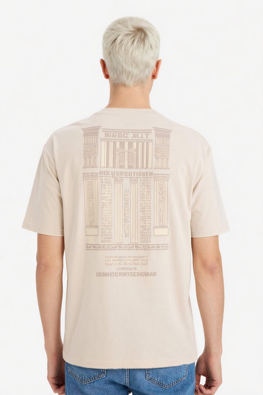 رجالي بيج تيشيرت نص كم اوفر سايز برقبة مستديرة