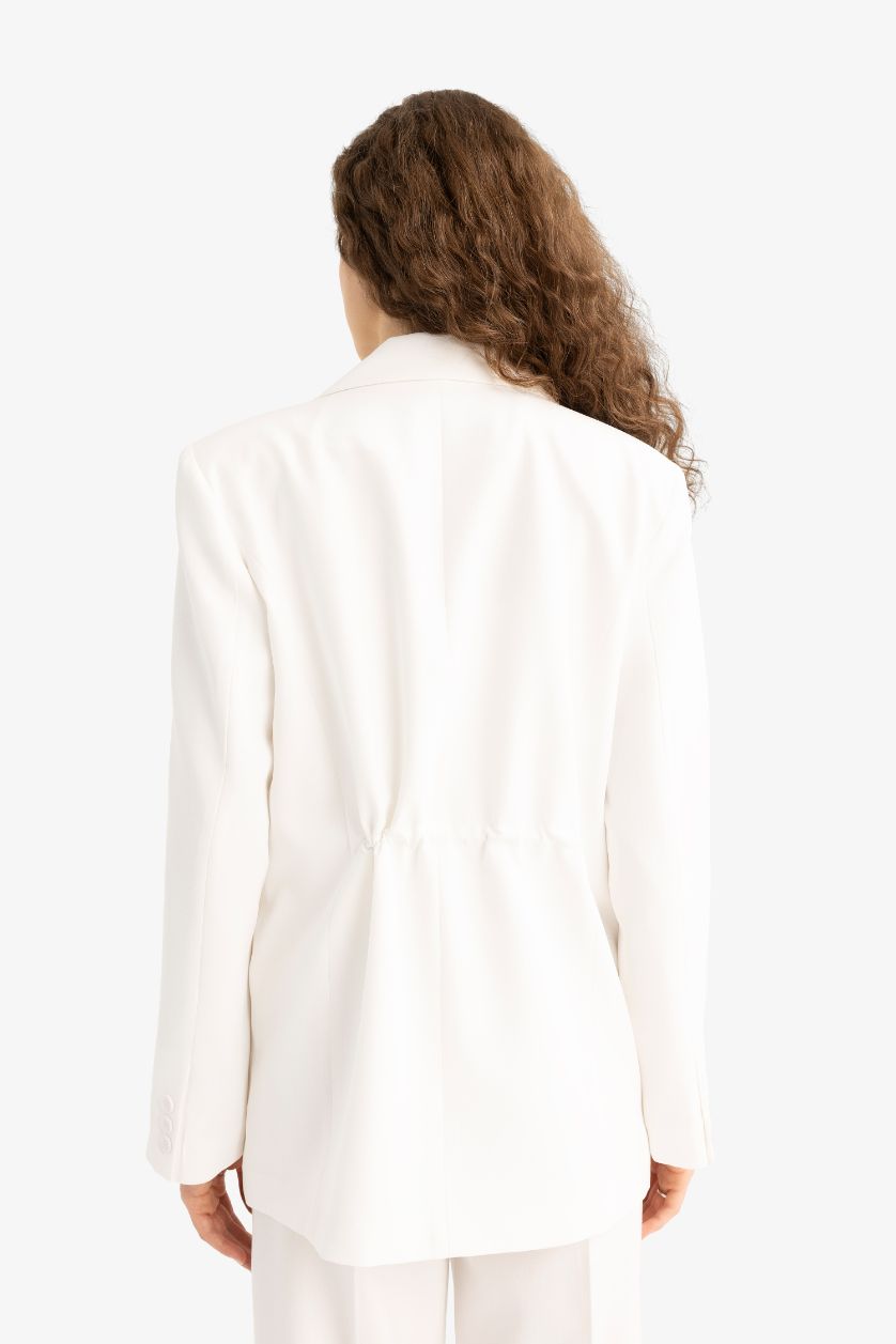 نساء اوف وايت سترة بليزر سليم فيت كريب سليم فيت مخصر